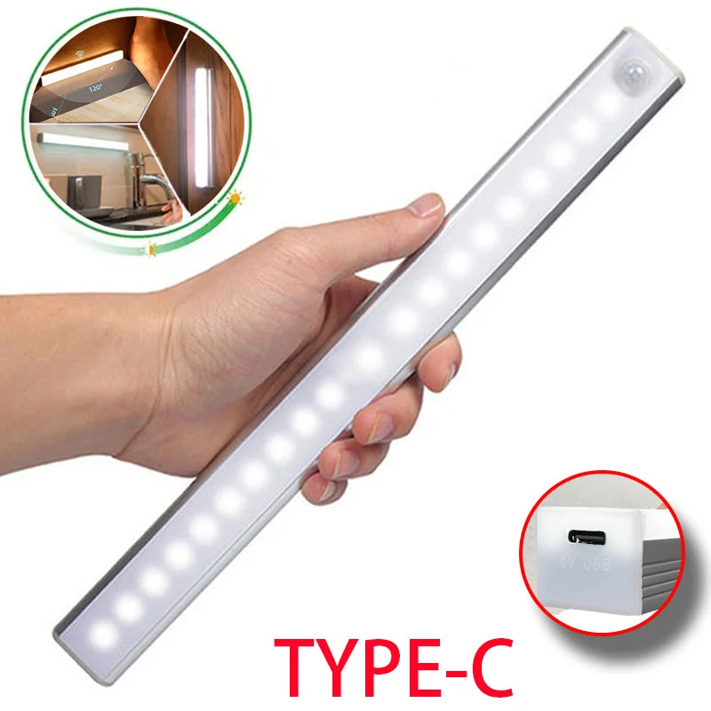 Motion Sensor Light Wireless LED Night Light Type C Rechargeable Cabinet Wardrobe Staircase Backlight