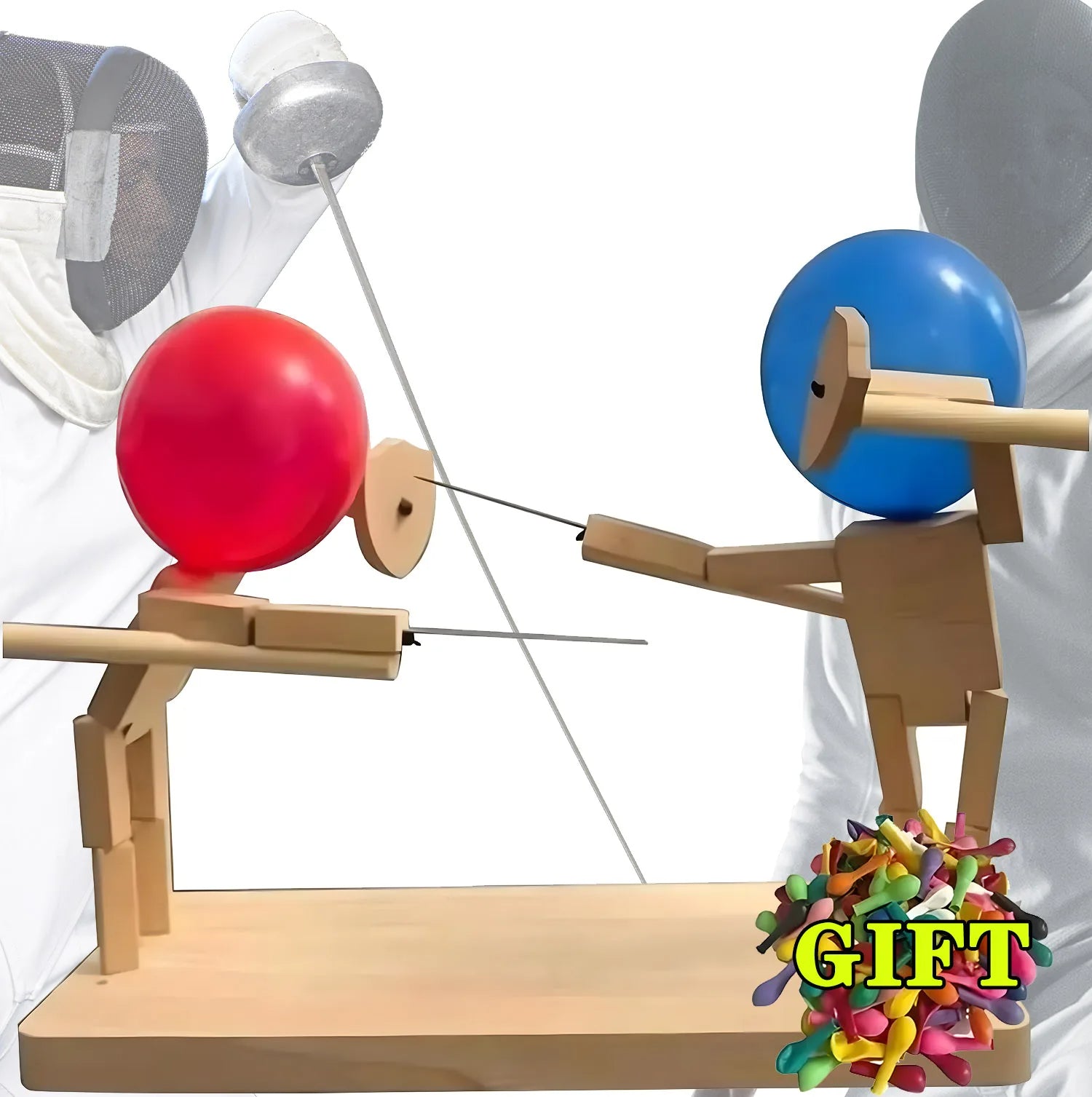 Balloon Bamboo Man Battle Wooden Robot Battle Game for Two