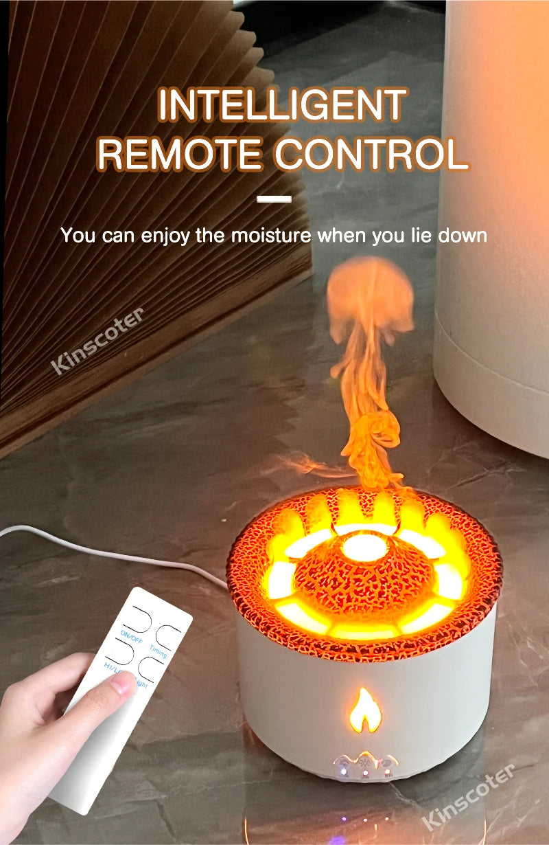 Volcanic Flame Aroma Oil Diffuser Smoke Ring Air Humidifier