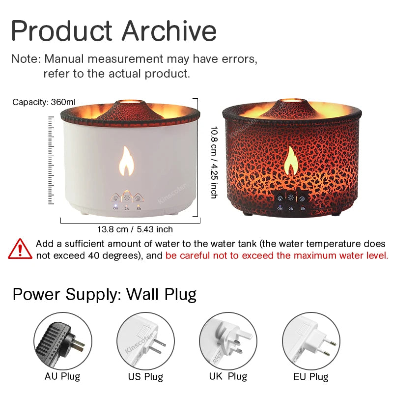 Volcanic Flame Aroma Oil Diffuser Smoke Ring Air Humidifier