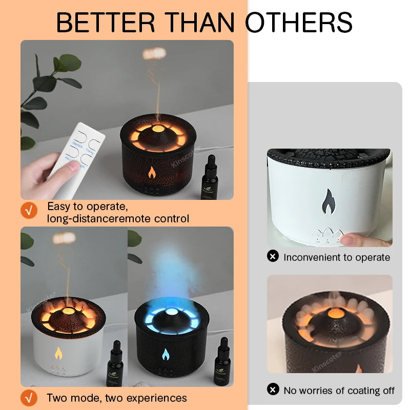 Volcanic Flame Aroma Oil Diffuser Smoke Ring Air Humidifier